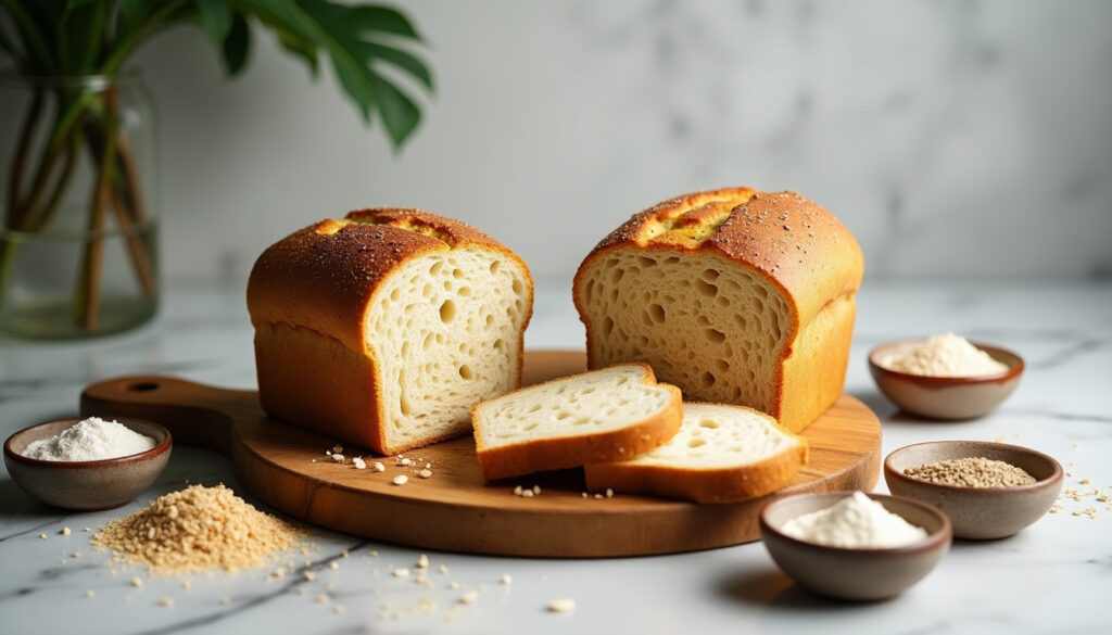 Picture of Keto Bread with surrounding ingredients.