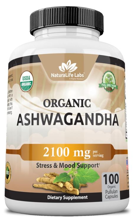 Bottle of Organic Ashwagandha 2100mg