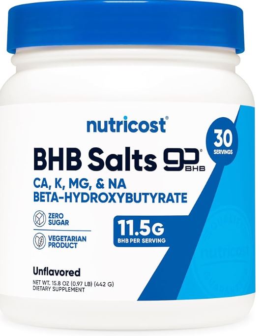 Bottle of Nutricost BHB Salts – CA, K, MG, NA