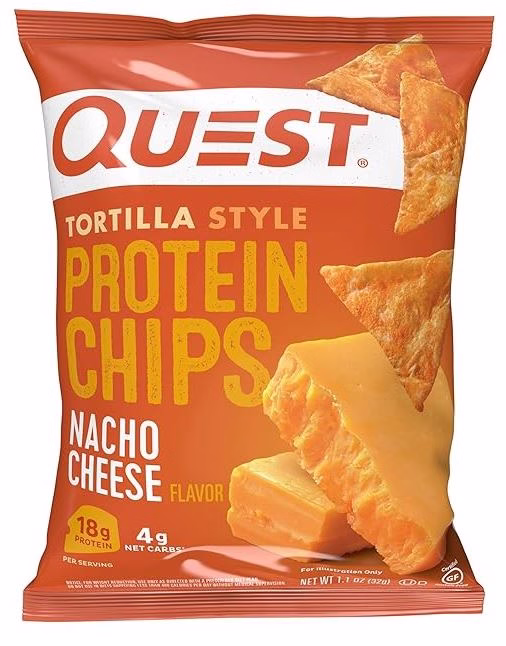 Packet of Quest Tortilla Style Protein Chips Nacho Cheese